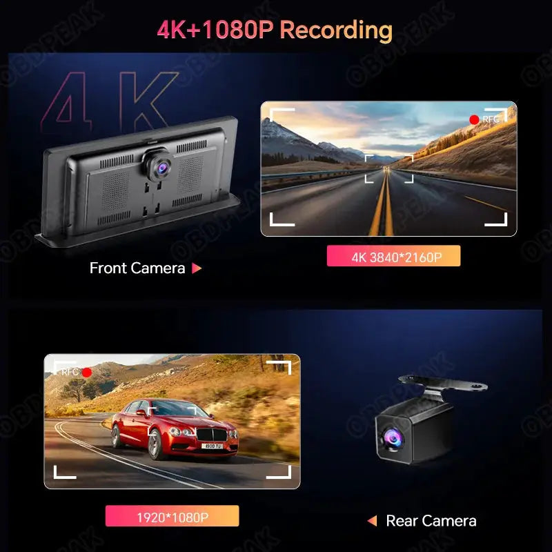 K2 Pro Car DVR 4K Dash Cam Dual Lens Wireless CarPlay Android Auto GPS