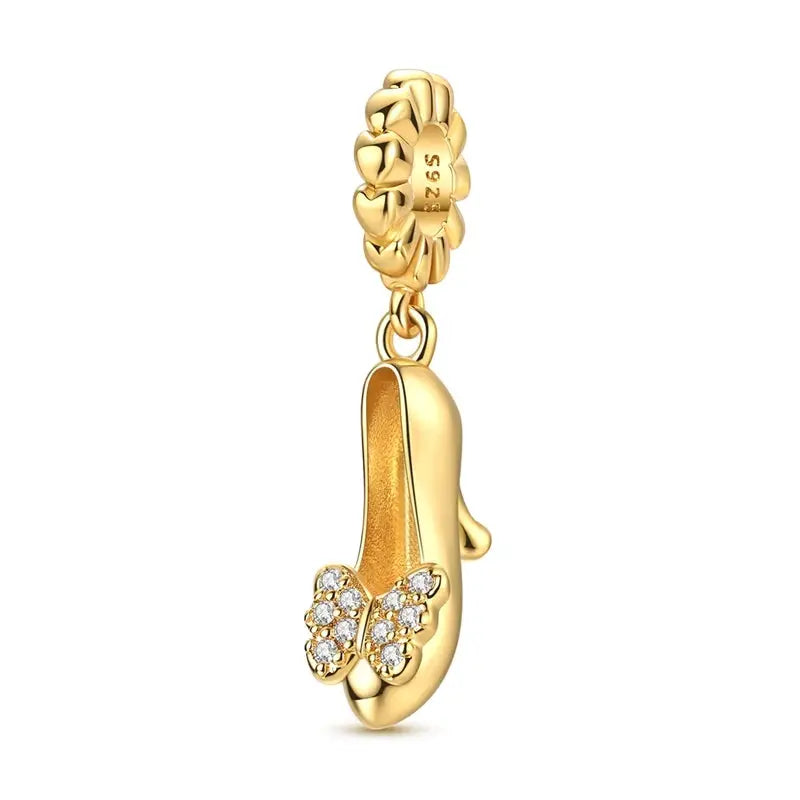 925 Sterling Silver Gold DIY Charms Beads Inlaid Zirconium Sun Leopard Pendants Fit Bracelet For DIY Jewelry Making