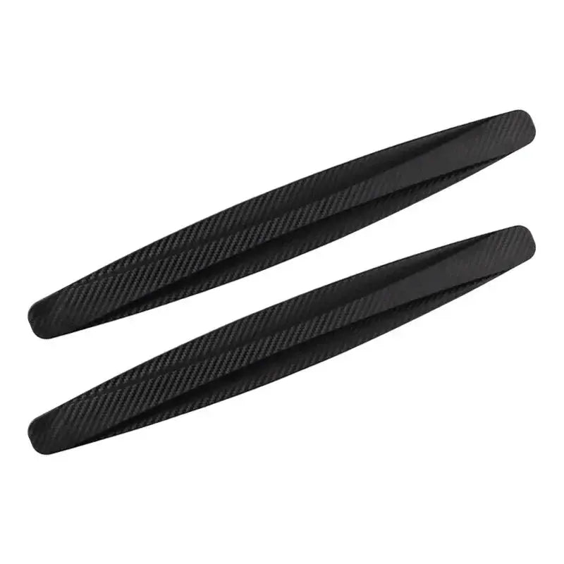2-pack car bumper protector strips with carbon fiber texture in black for corner protection and scratch resistance
