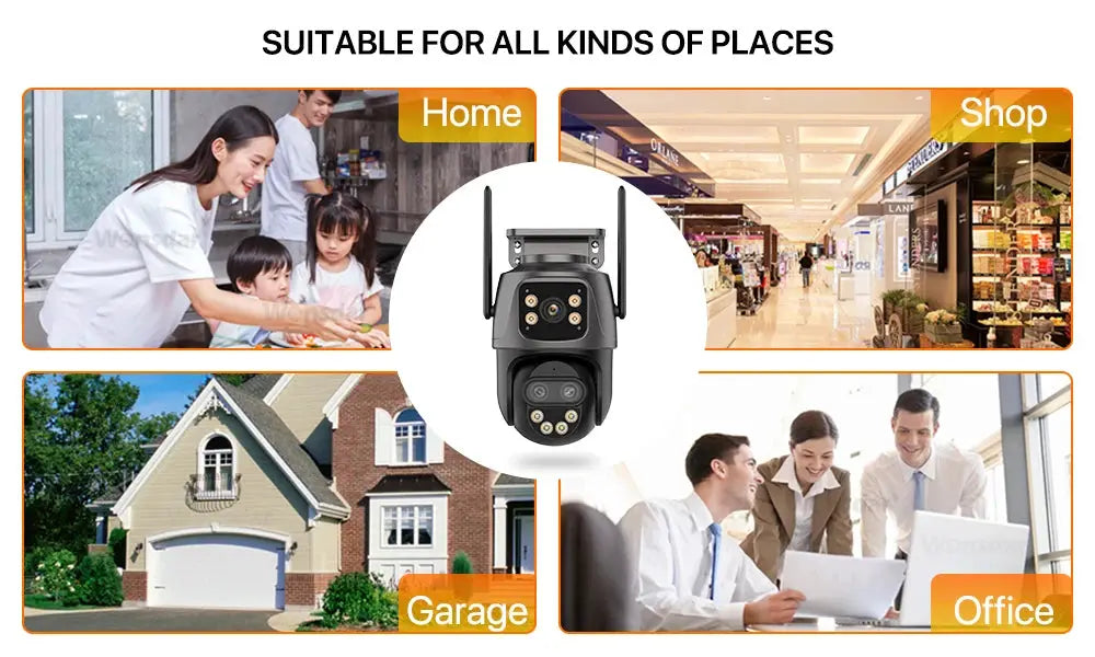 Simples Market IP Camera black, 6K/9MP HD WiFi outdoor PTZ with 8x zoom and three lenses