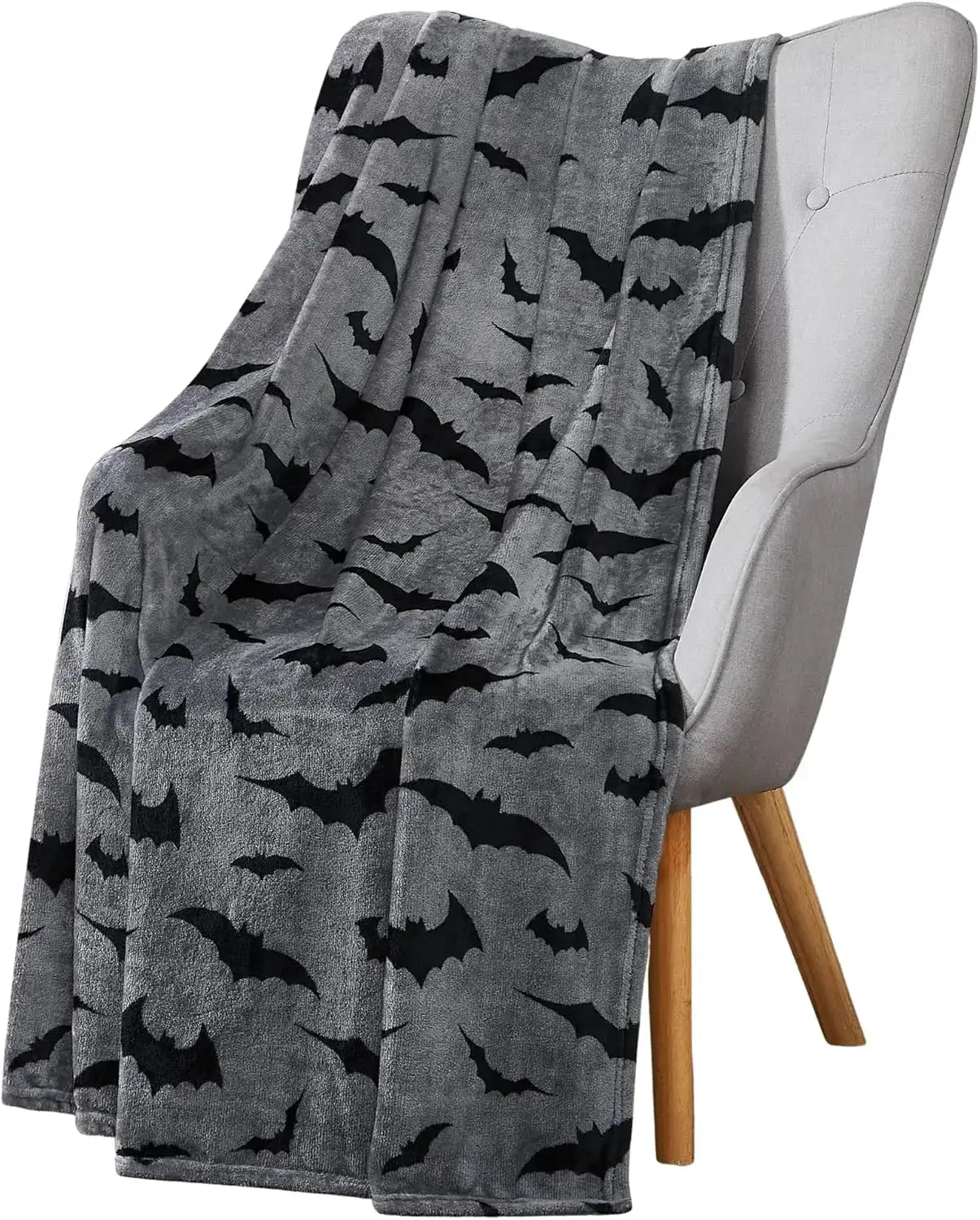 Black Bats Printed Flannel Blanket Gift for Sofa Bed Travel Four Seasons Cozy Sleep Read Relax