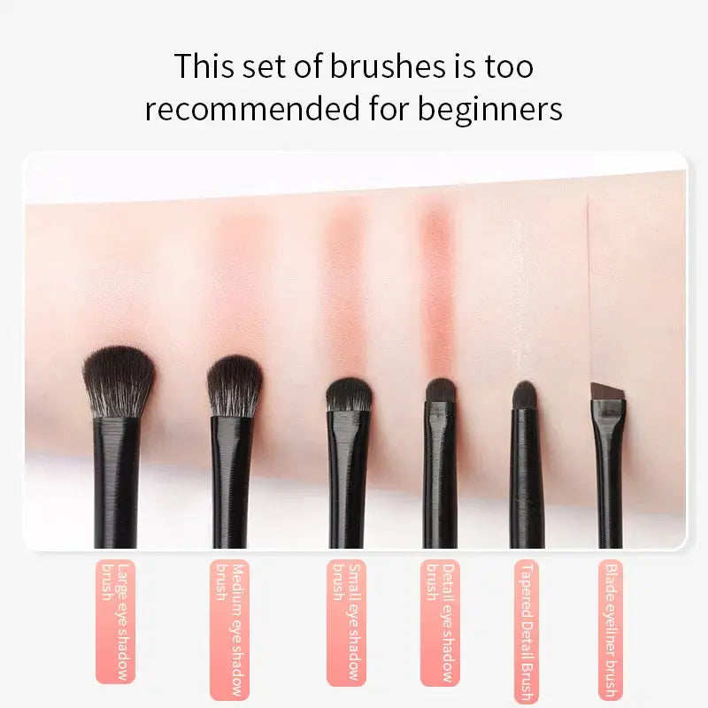 AuroraBeauty Eye Makeup Brushes Set 6 Piece Blending Tools For Eyeshadow Eyeliner And Eyebrow Contour