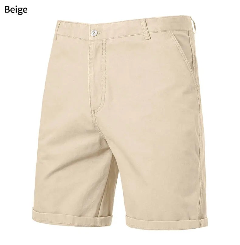 Men's beige golf shorts by Simples Market, lightweight quick-dry flat-front 4 pockets