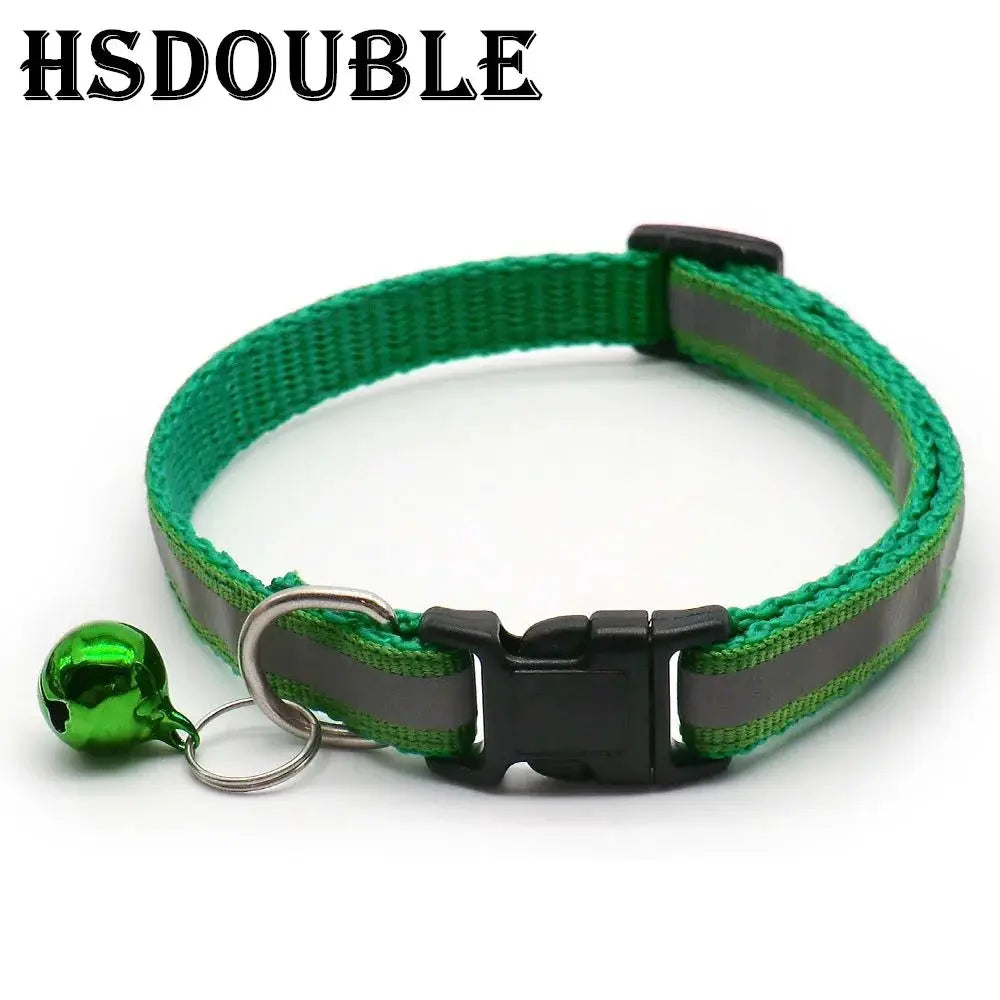 2 Pack Reflective Adjustable Cat And Small Dog Collars With Sash Bells In 12 Colors For Night Visibility