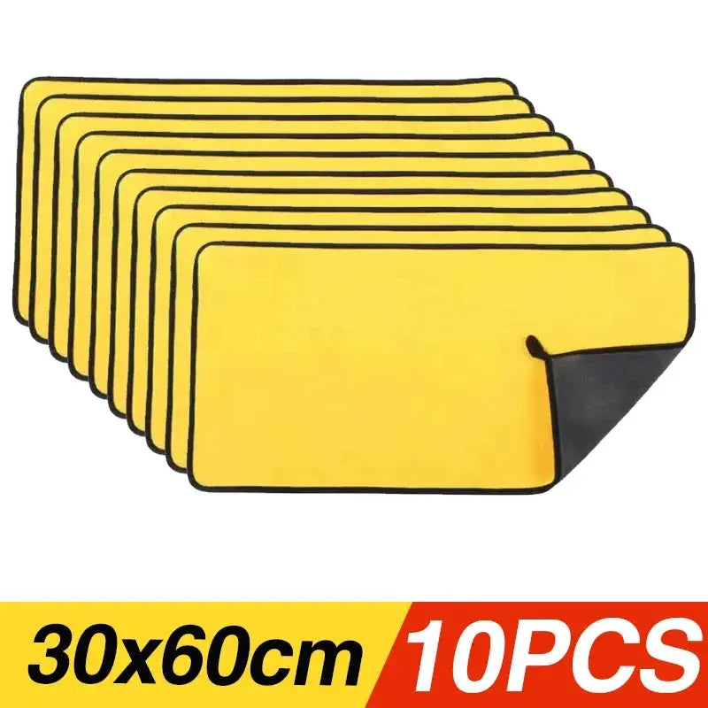 Simples Market car wash towels - yellow microfiber cleaning cloths, absorbent, 30x60 cm, 10-pack