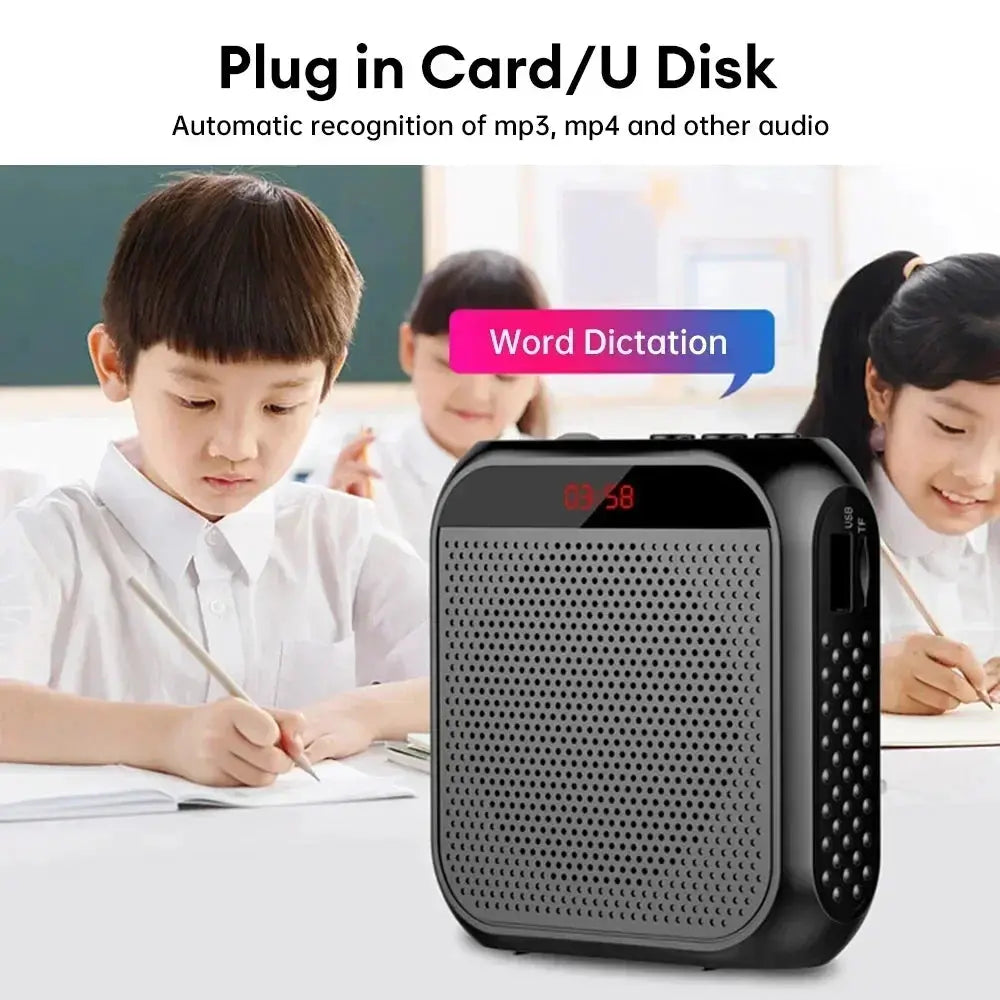 XIKCU portable voice amplifier megaphone, black compact speaker with microphone, Simples Market