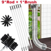 Flexible chimney sweep set by Simples Market; 9 white rods with 1 nylon brush for flue cleaning
