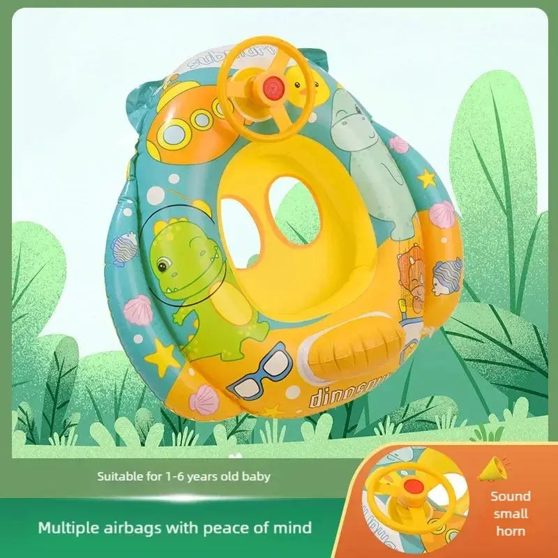 PVC Children Swimming Ring For Beach And Pool With Steering Wheel Inflatable Baby Water Toy Circle