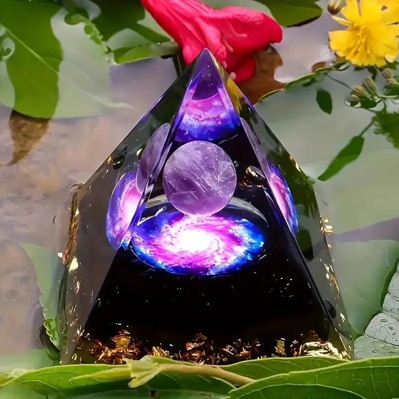 Amethyst Crystal Ball Pyramid Home Decor For Stress Relief And Wealth Attraction
