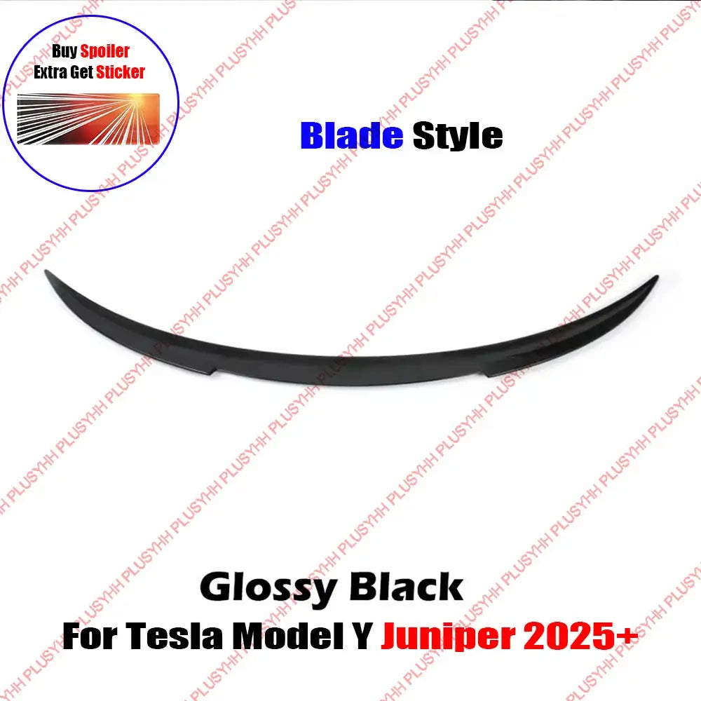 Glossy black blade-style rear spoiler for Tesla Model Y Juniper 2025+ by Simples Market
