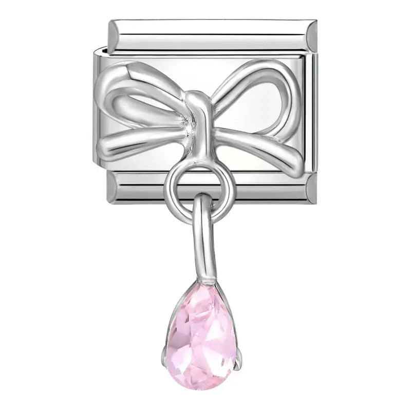 Zircon Moon Cherry Bow Knot Butterfly Heart Star Italian Charm Links For 9mm Bracelet Stainless Steel DIY Jewelry Gifts