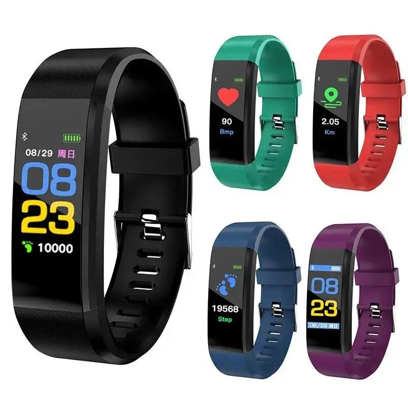 115Plus Bluetooth Smartwatch Fitness Bracelet for iOS and Android Heart Rate Sleep Tracking