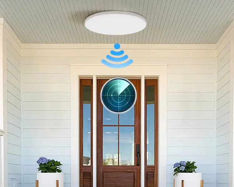 Radar ceiling light with motion sensor; white LED ceiling lamp for indoor spaces like garage and hallways