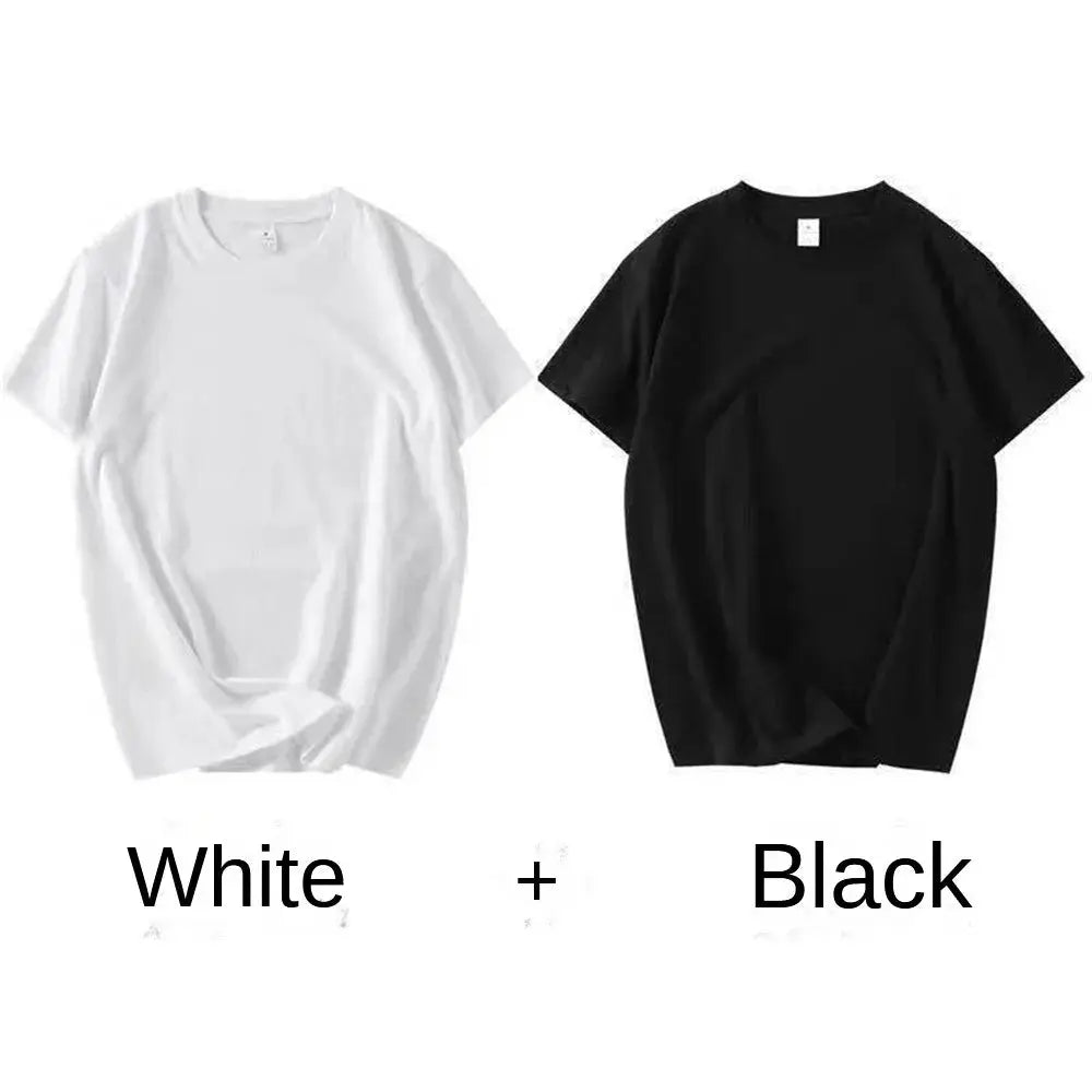 2 Pack 100 Percent Cotton Solid T Shirts Unisex Short Sleeve White Tees Casual Breathable Loose Fit Round Neck