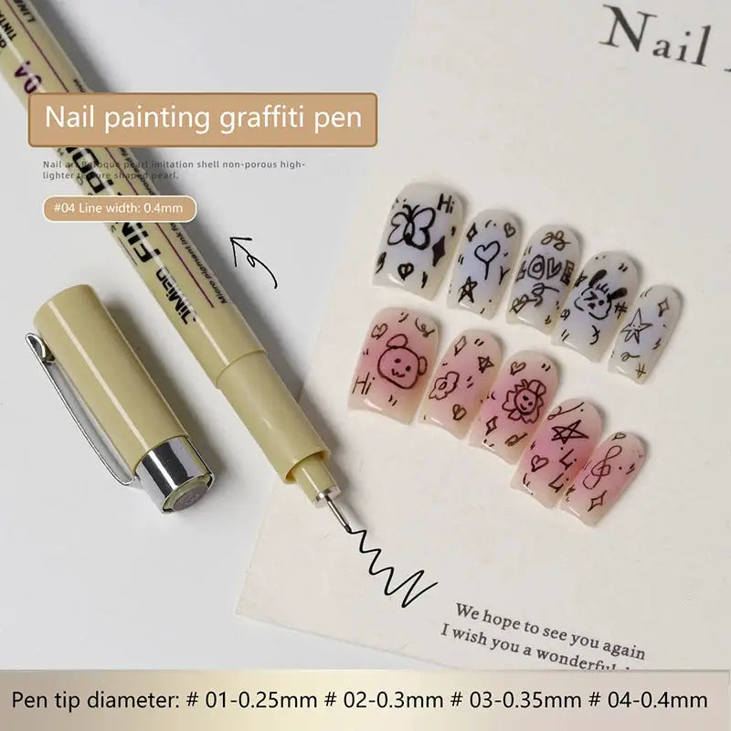 Nail Art Graffiti Line Pen Gel Painting Waterproof Precision Nib With Ultra Fine Brush For Crisp Detailed Nail Art