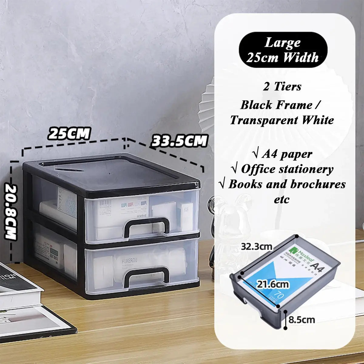 Clear Desktop Storage Box With Drawer Heightened Table Organizer Plastic Office Cabinet For Stationery Cosmetics