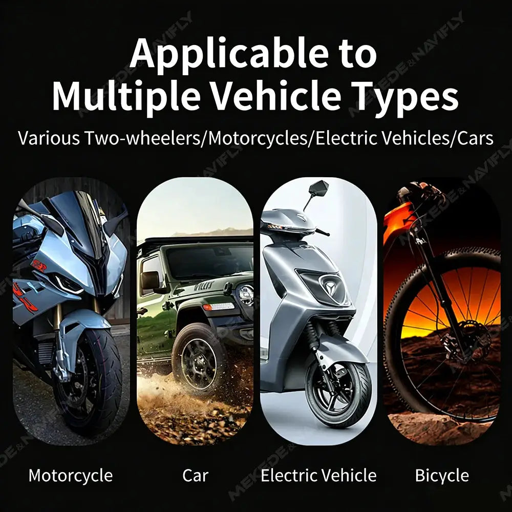 Navifly TPMS tire pressure monitor system; compatible with iOS/Android; for motorcycle, car, EV and bicycle