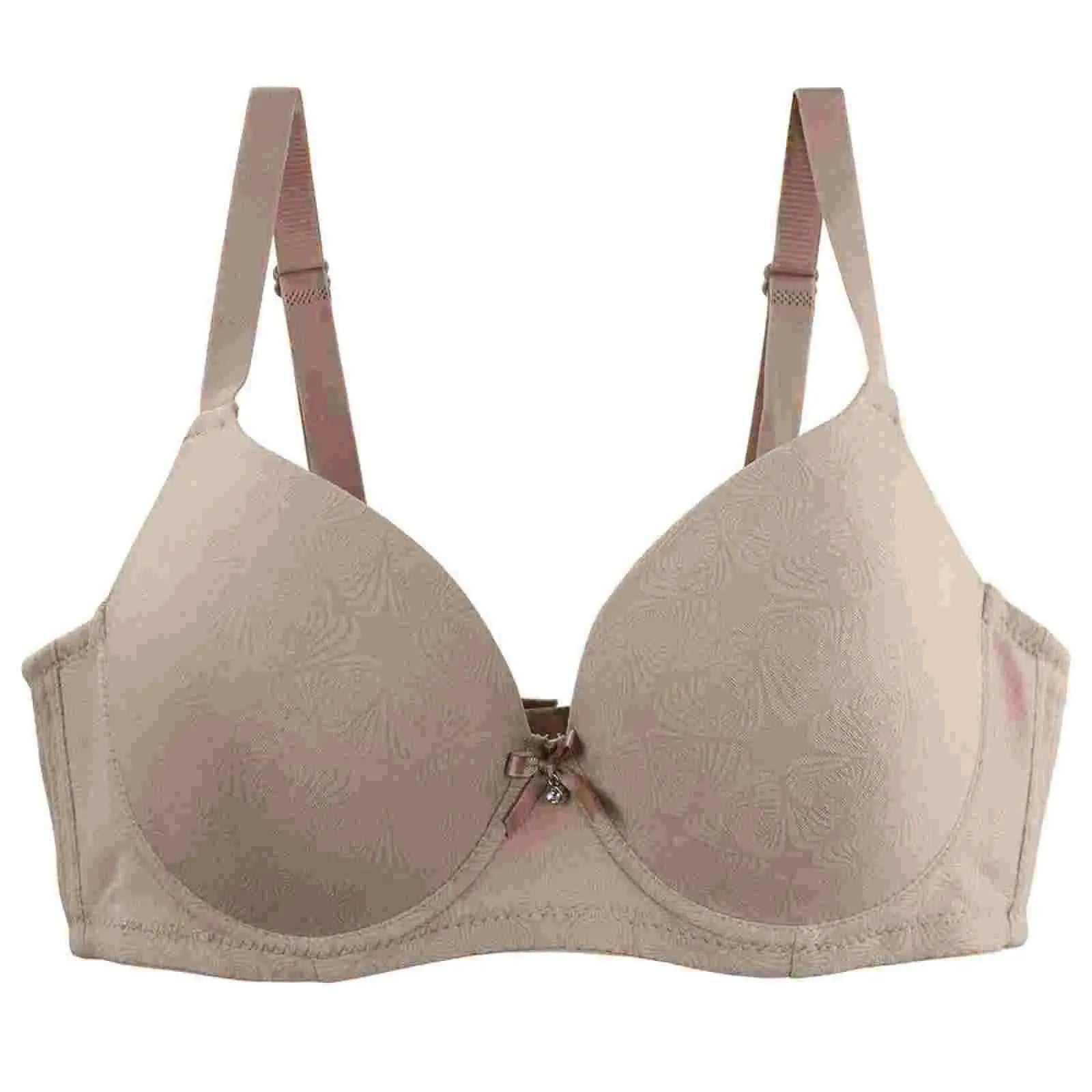 DaiNaFang bra in khaki beige with floral lace and center bow detail