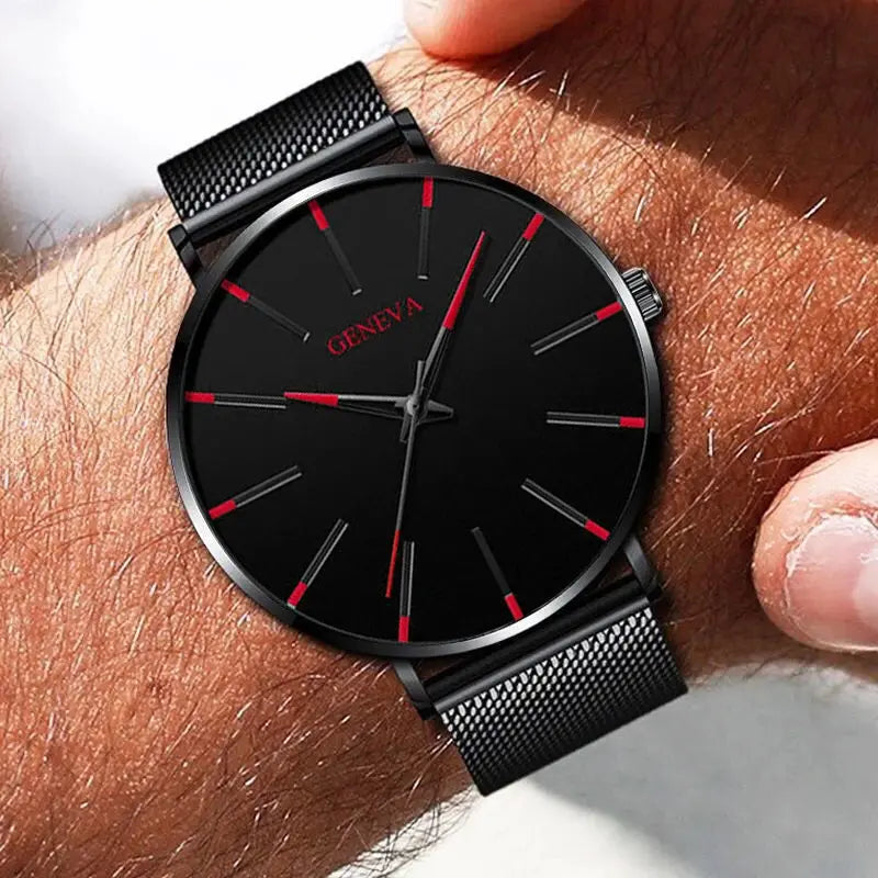 Minimalist Mens Fashion Ultra Thin Watches Simple Men Business Stainless Steel Mesh Belt Quartz Wrist Watch Relogio Masculino