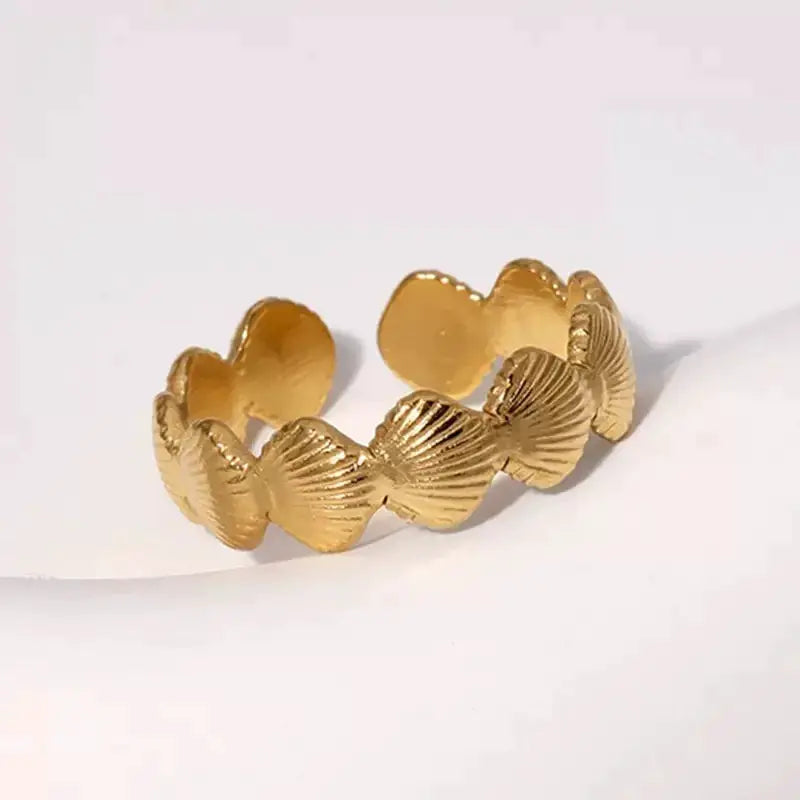 Geometric Wide Edge Adjustable Ring In Electroplated Gold With Minimalist Design For Daily Wear And Special Occasions