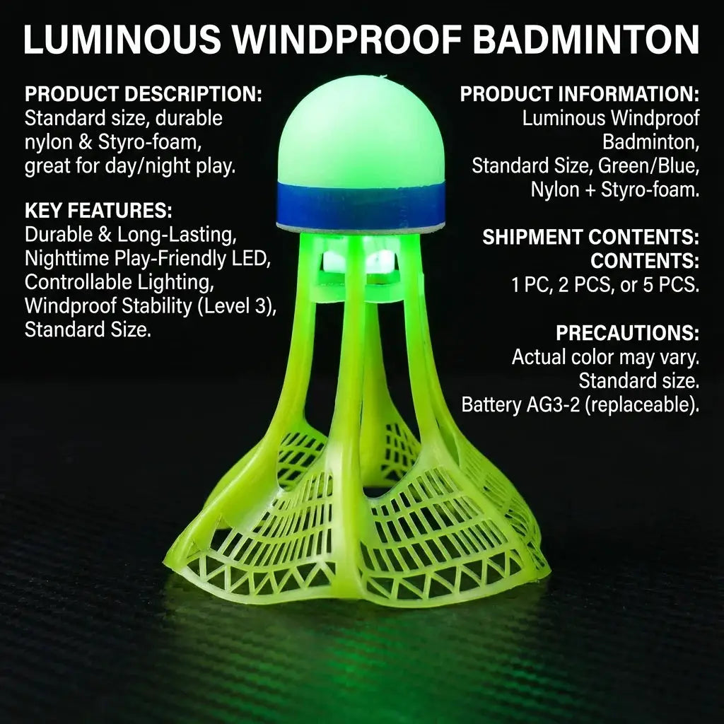 Glow In The Dark LED Badminton Shuttlecocks Windproof Design For Practice And Nighttime Play Pack Options 1 2 5