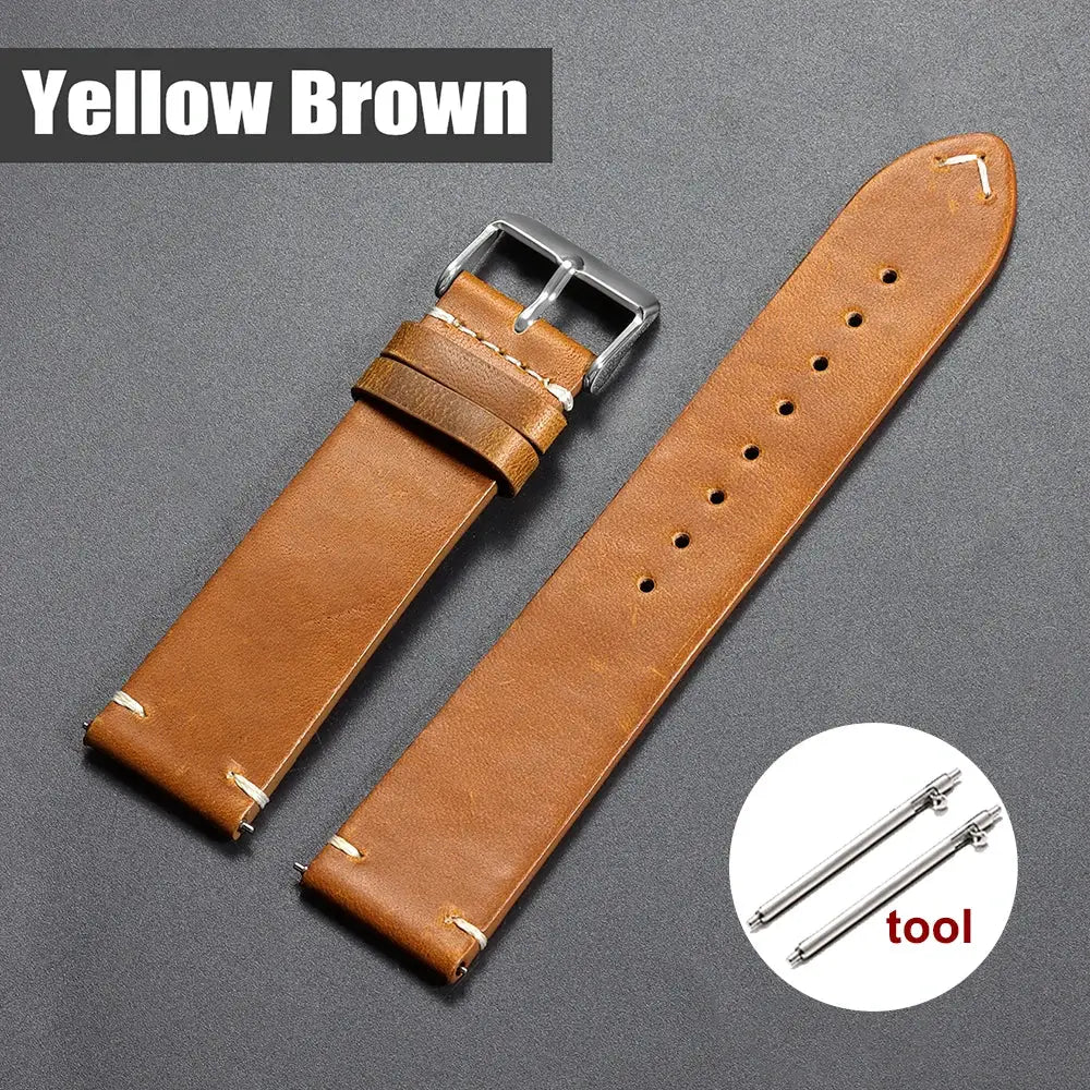 TimelyCraft Vintage Oil Wax Leather Watchband Universal Fit For Omega Seiko Rolex Galaxy Huawei