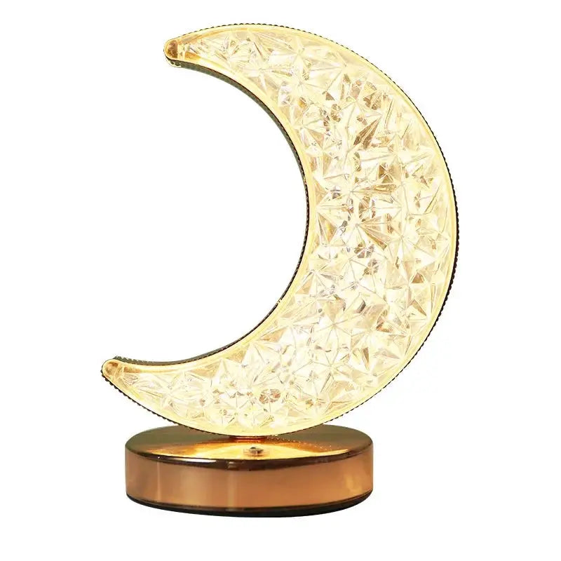 LunaGlow 3D Moon Lamp With Crystal Touch Dimming USB Rechargeable Ambient Night Light For Girls Room
