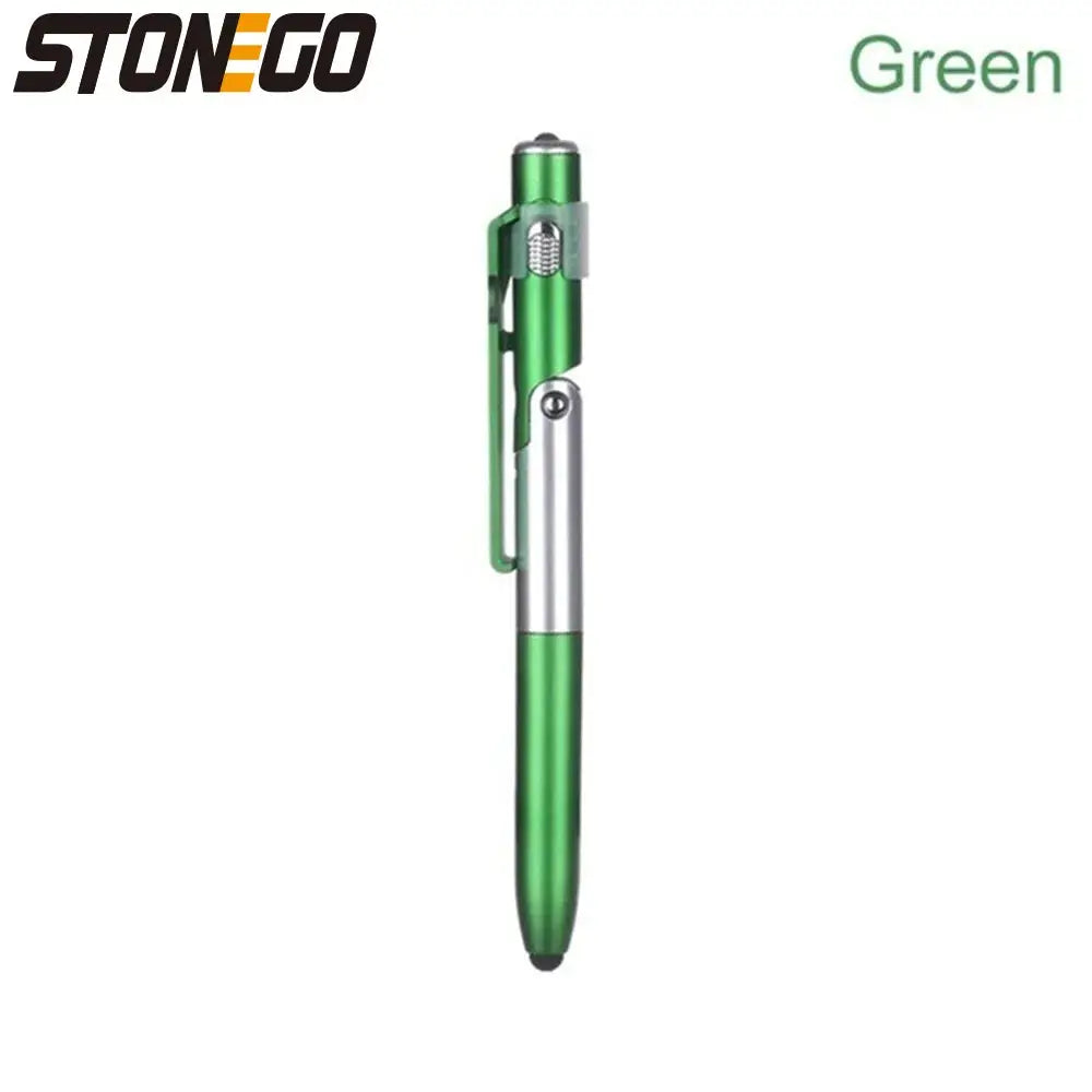 STONEGO green 4-in-1 foldable ballpoint pen with stylus and flashlight