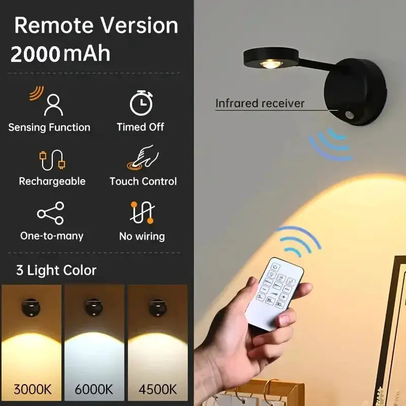 HPH USB rechargeable intelligent wall light by Simples Market, infrared sensor, dimmable LED spotlight, 3 color temps