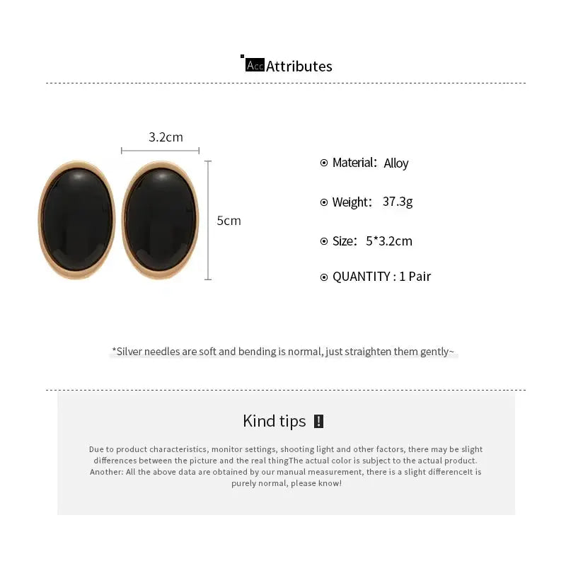 Large Vintage Oval Resin Stud Earrings For Women Glossy Statement Jewelry Rock Chic Party Daily M1