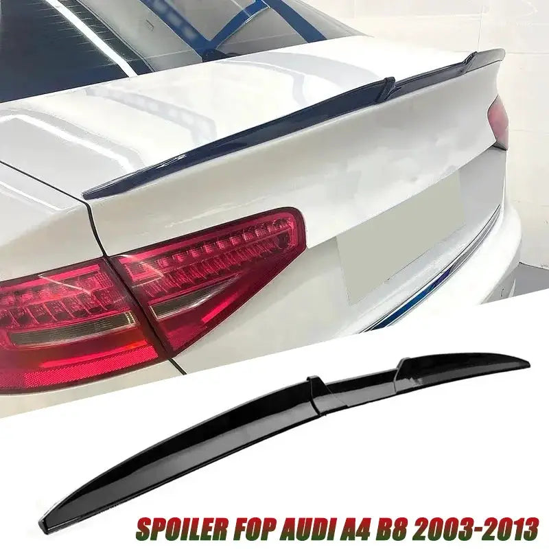 Audi A4 B8 2003-2013 rear trunk spoiler, 3-piece matte black soft-plastic DIY kit