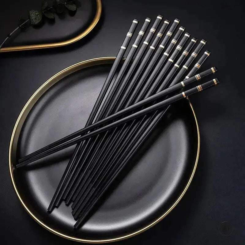 5 Pairs Reusable Alloy Chopsticks Set For Chinese Japanese Korean Cuisine Aluminum Alloy Sushi Sticks Kitchen Tableware