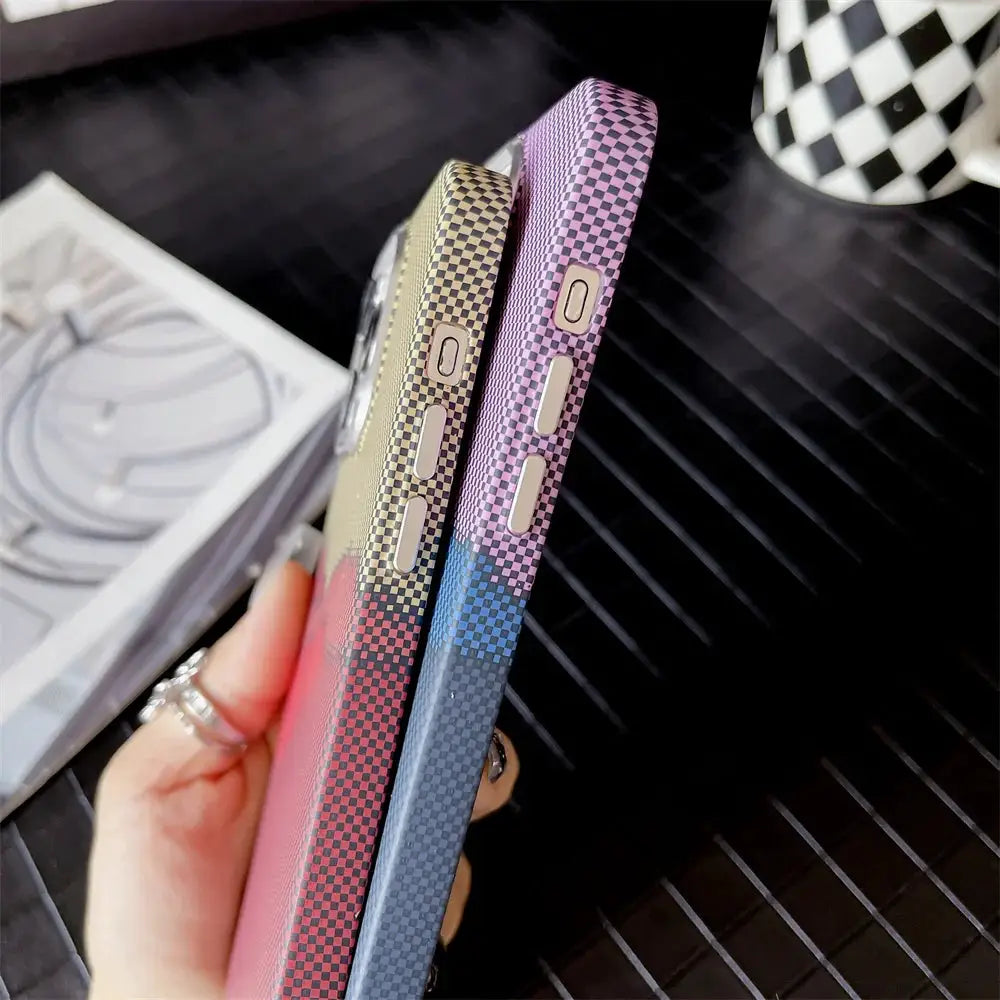 Colourful Kevlar Pattern MagSafe Case For iPhone 11 12 13 14 15 16 17 Pro Max Wireless Charging Cover