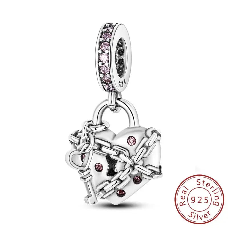 925 Sterling Silver Charms Beads Forever Love Heart Dangle For Bracelet Women Jewelry Gift Sister Family Life