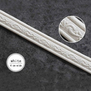 Self-adhesive white wall border strip with embossed floral pattern, 230×4 cm, Simples Market