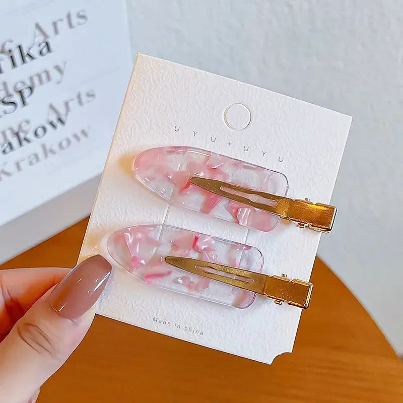 LuxeHair No Bend Hair Clips 2 Piece Set Pink Acrylic Finish For Strong Hold Without Damaging Hair