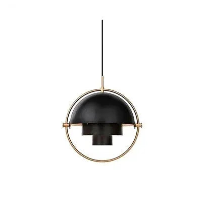 Pendant light Simples Market iron and gold chrome hanging lamp with black dome and round ring