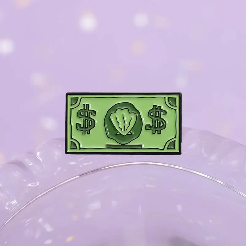 Funny Comedy Anime Dollar Money Credit Card Enamel Pins Metal Lapel Badges Decorative Jewelry