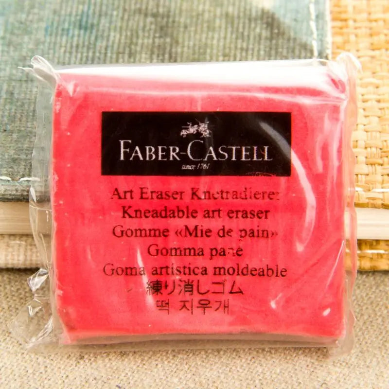 Faber-Castell plasticity kneaded eraser, red rubber for art, in clear packaging