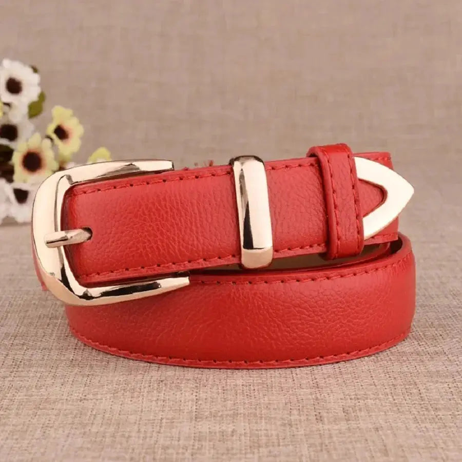 VogueLine PU Leather White Womens Trousers Belt Vintage Pin Buckle for Classic Style and High Quality