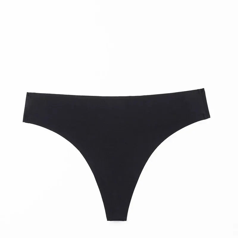 Women's black seamless breathable thong underwear, G-string.
