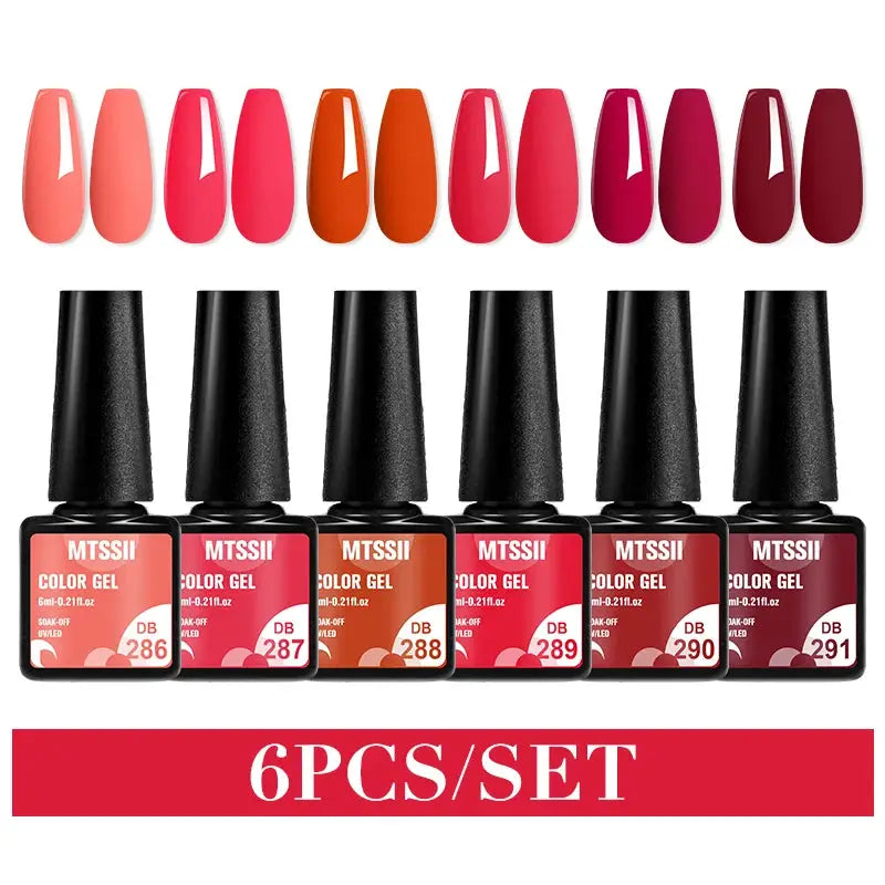 6-piece MTSSII gel nail polish set by Simples Market for UV/LED nails