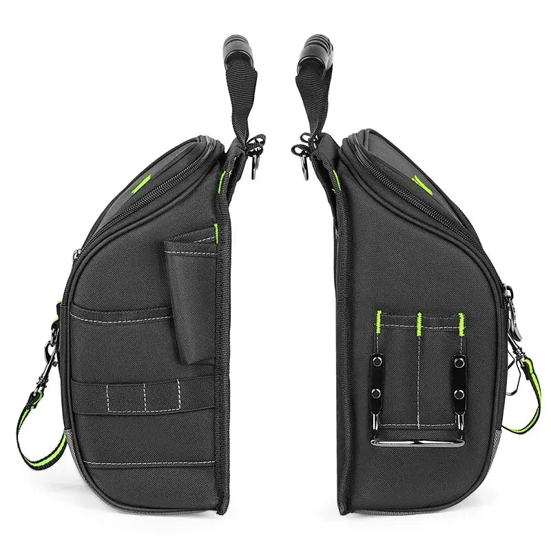 JAKAH professional electricians tool pouch JK-208, black with neon green accents, ergonomic rubber handles