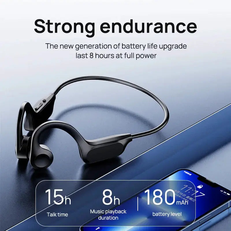 X7 Wireless Bluetooth Earphones Sports Style With Air Conducting LED Battery Display And Memory Card Support