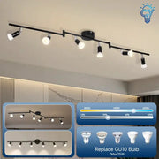 GU10 modern LED ceiling light with six adjustable spotlights on a black bar for living room and kitchen by SimplesMarket