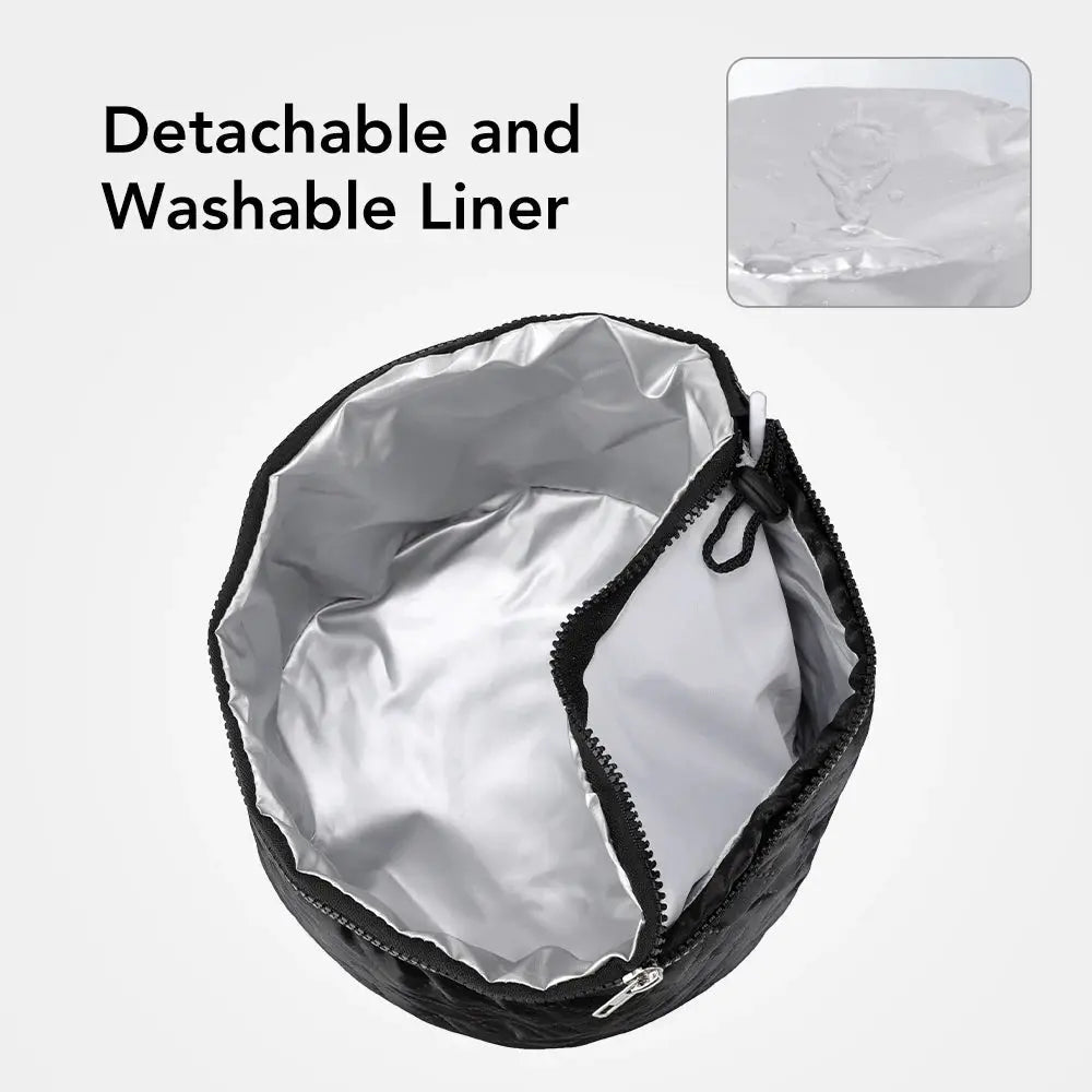 Simples Market electric hair heating cap with detachable washable liner, black waterproof outer cap with silver interior lining