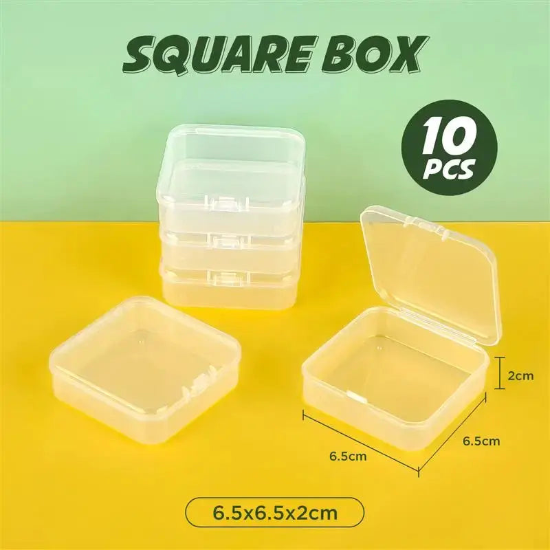10 Piece Set of Translucent Clear PP Plastic Storage Boxes Rectangular Dustproof Jewelry Case Container