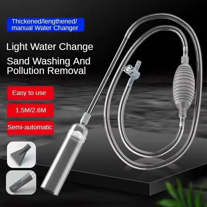 Simples Market fish tank siphon vacuum gravel cleaner kit with extension tube, clear tubing and gray hand pump