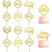 Happy Birthday Cake Toppers 14cm Acrylic Letter Set 10 or 20 Pcs Black Party Supplies Cake Decorations