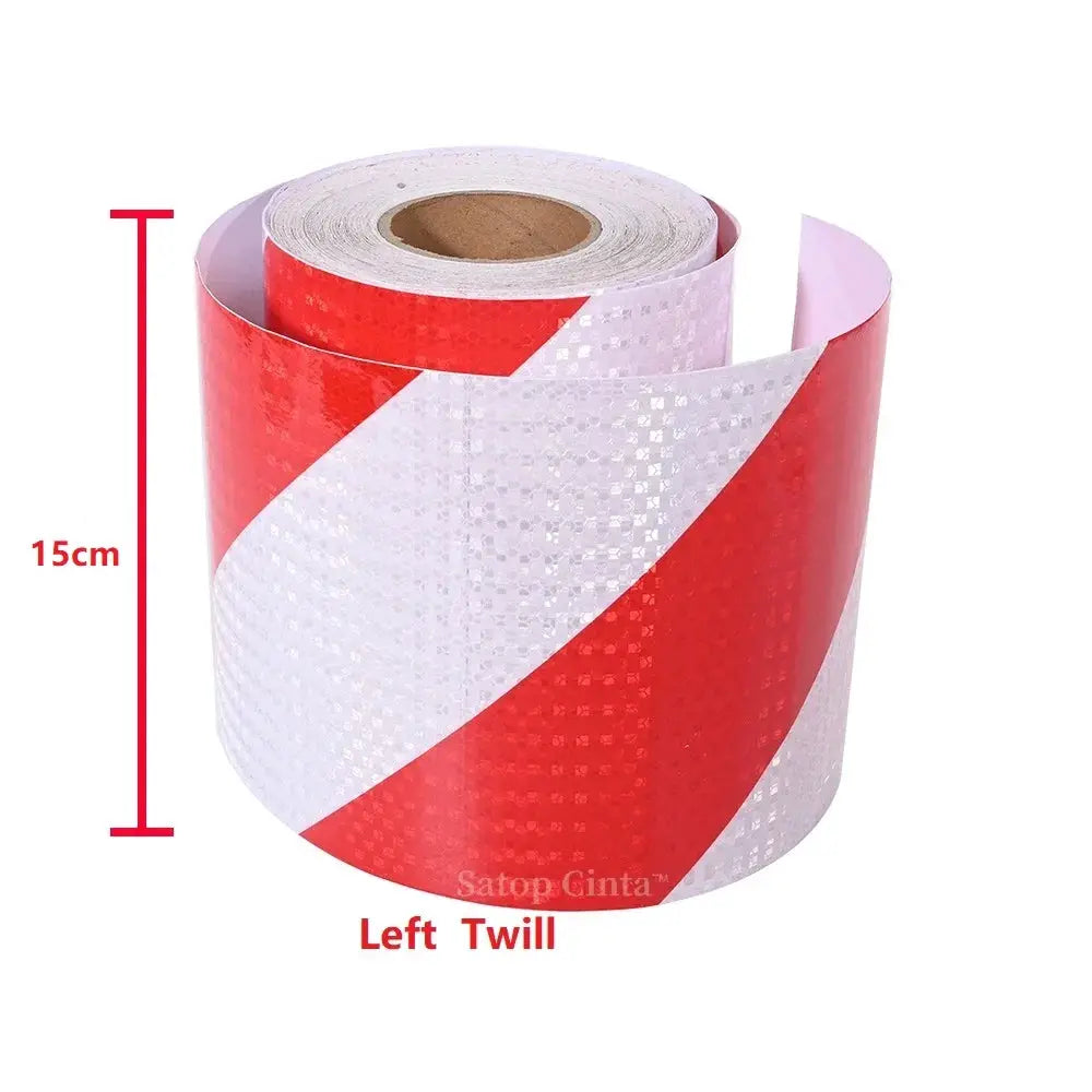Reflective Adhesive Tape With Twill White Red Stripes Waterproof For Car Left Or Right 5cm 10cm 15cm 20cm By 5m